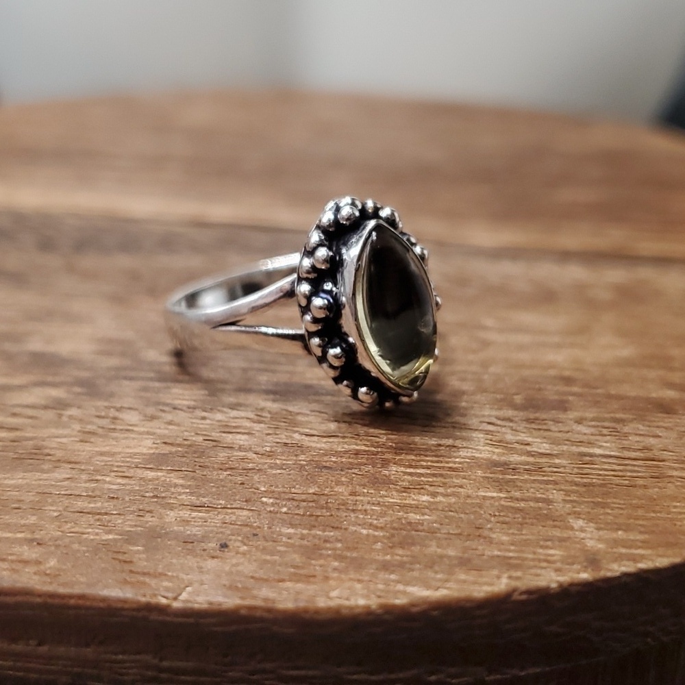Size 10 R220 clear topaz crystal ring sterling silver 925 victorian